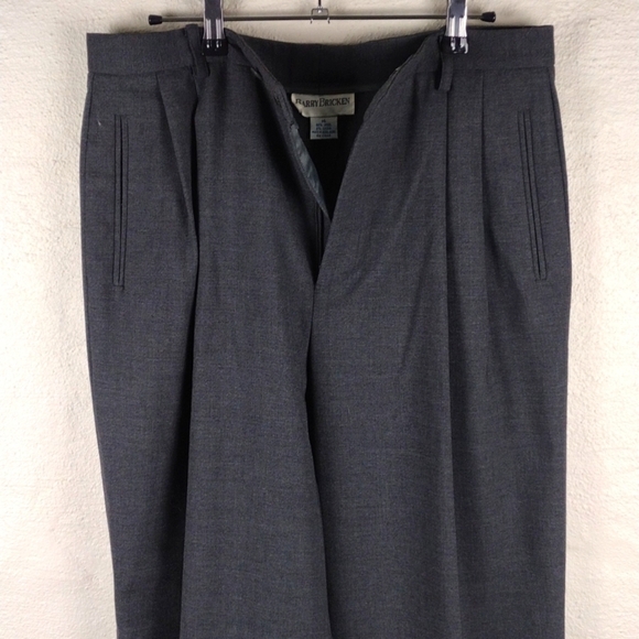 Barry Bricken Vintage Grey Wool Blend Pleated Front High Rise Straight Leg Pant - Picture 4 of 13